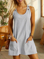 Felicia - Sleeveless Striped Pocket Dress