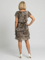 Women's Chic Animal Print Knee Length Dress - Relaxed Tiered Design