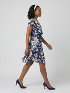Women's Subtle Floral Knee Length Dress - Tiered Relaxed Silhouette