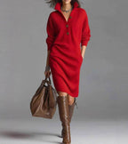 Women's Knit Winter Dress – Button Detail