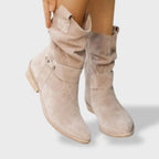Mia Suede Ankle Boots – Round Toe
