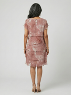 Women's Elegant Motif Tier Knee Length Dress - Flowing Relaxed Fit