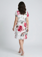 Women's Soft Petal Floral Knee Length Dress - Gentle Tiered Layers
