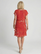 Women's Elegant Abstract Knee Length Dress - Soft Tiered Flowing Fit