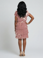 Women's Refined Abstract Knee Length Dress - Poised Tiered Silhouette
