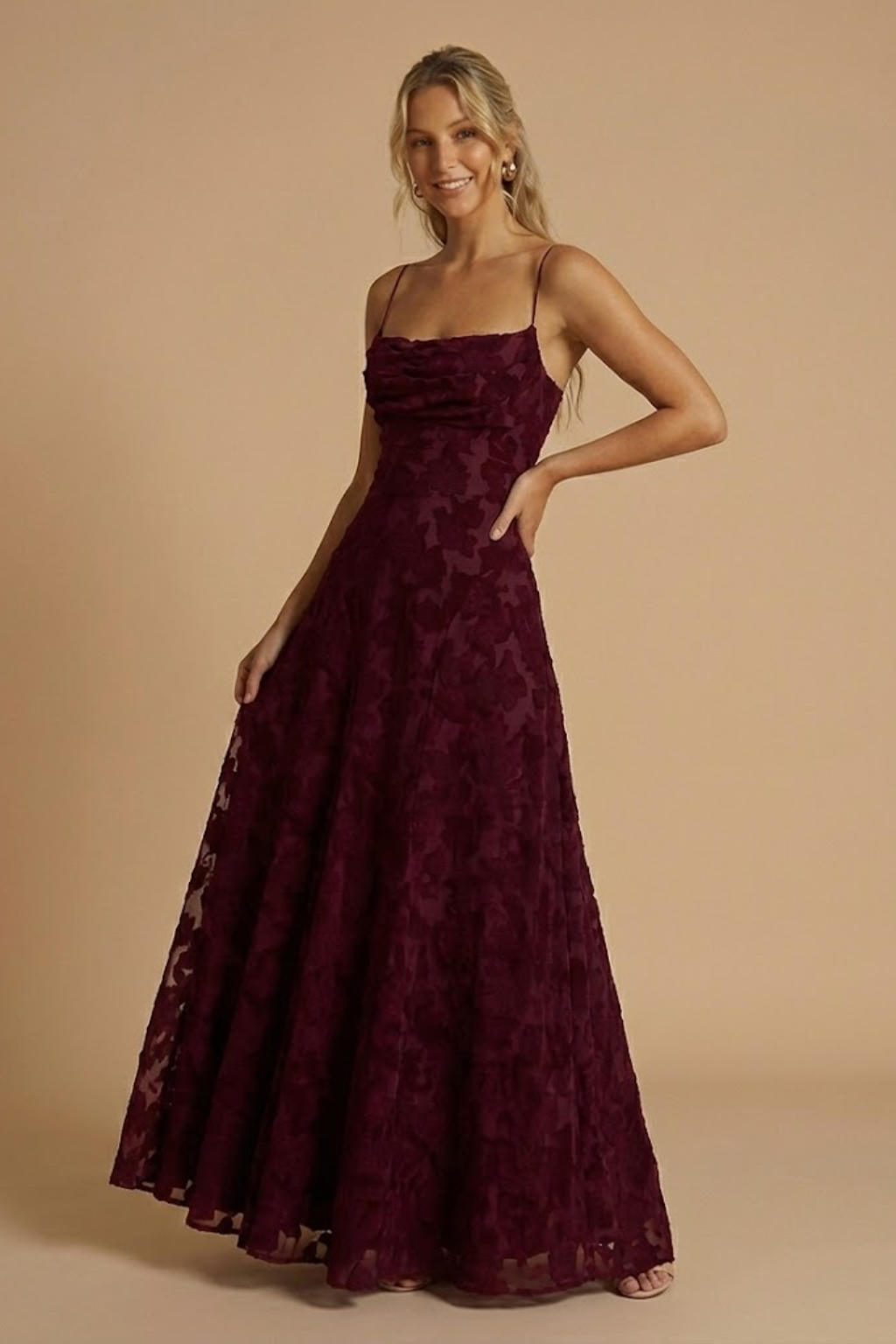 Women's Elegant Sleeveless Floral Maxi Dress - Fitted Bodice