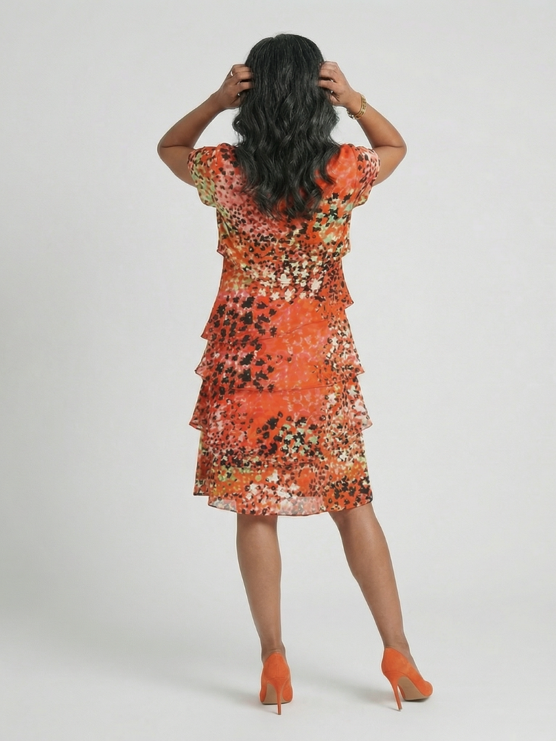 Women's Sophisticated Speckled Tier Knee Dress - Lightweight Fit