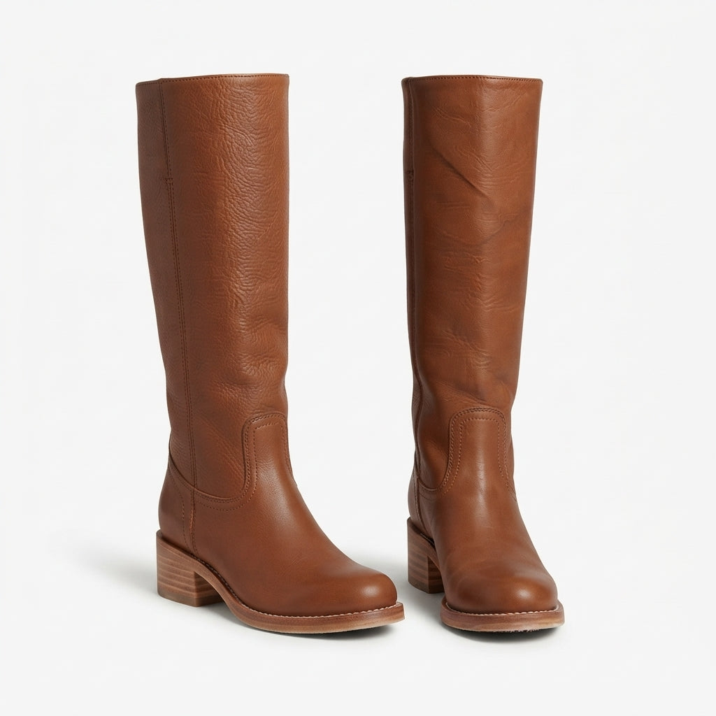 Women's Chic Knee High Boots – Leather Upper