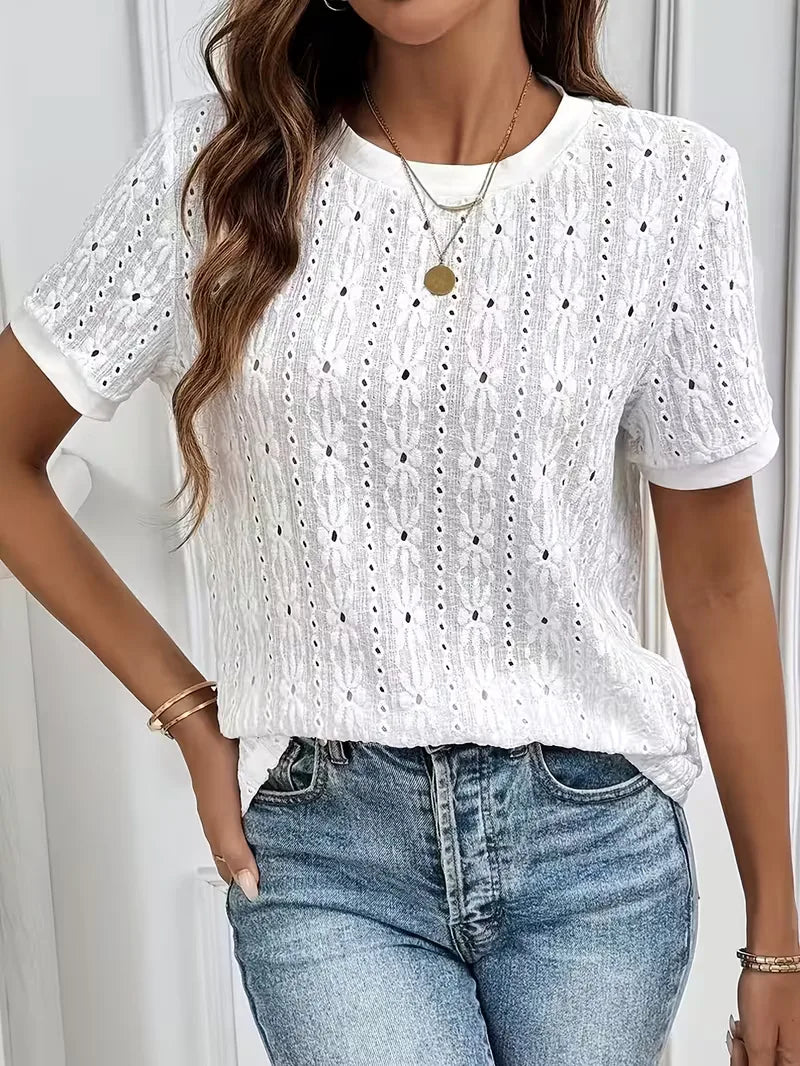 Women's Jacquard T-Shirt – Round Neck
