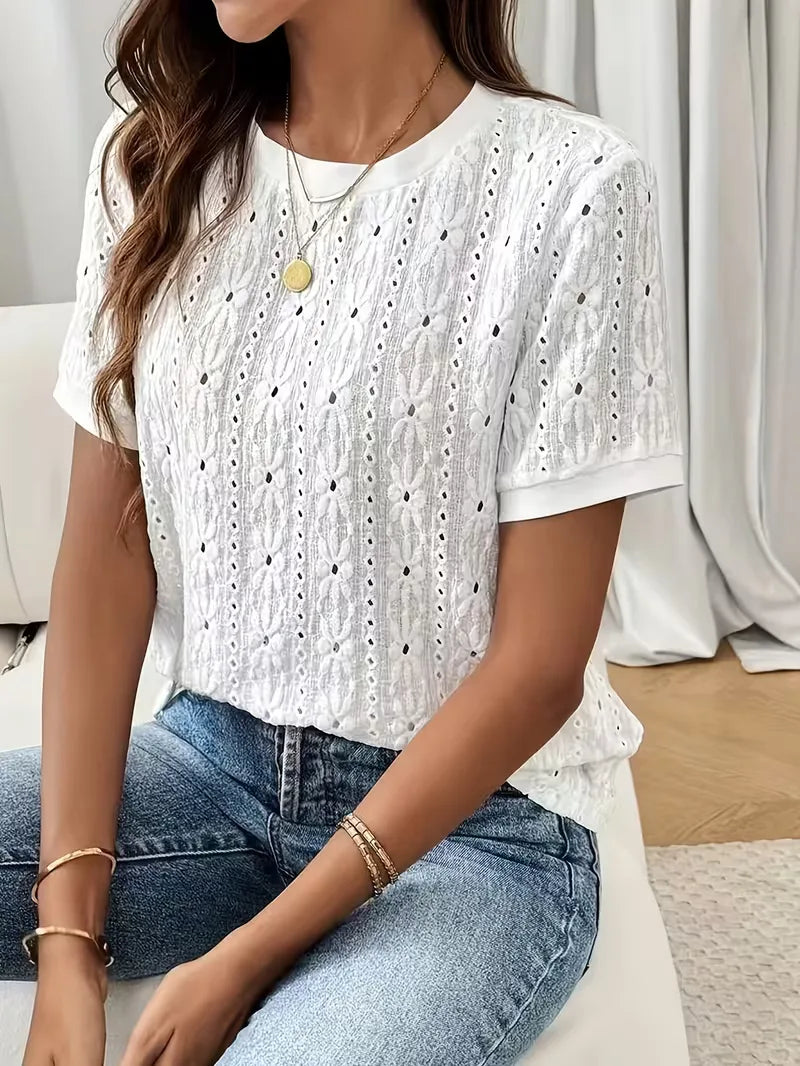 Women's Jacquard T-Shirt – Round Neck