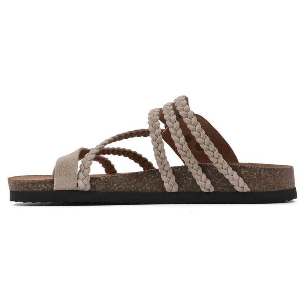 Harper | Chic Braided Cork Sandals – Cushioned