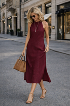 Women's Sleeveless Lace Midi Dress