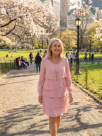 Women's Classic Layered Knee Length Dress - Clean Long Sleeve Design