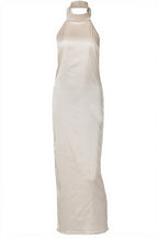 Women's Satin Halter Bodycon Maxi Dress - Backless High-Waisted Style