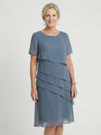 Women's Soft Contour Knee Length Dress - Layered Overlay Design