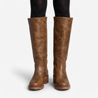 Women's Chic Knee High Boots – Leather Upper