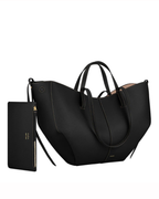 Women's Leather Tote Bag – Sculptural Folded Design