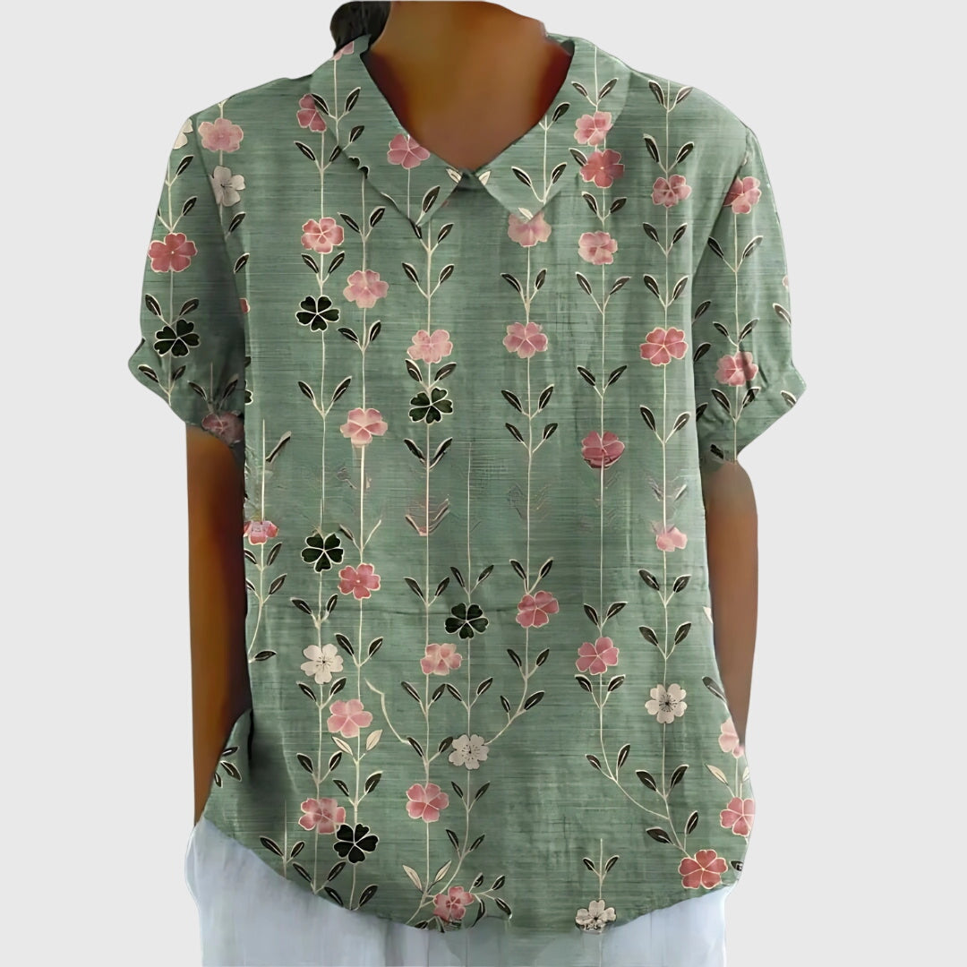 Isabel | Blusa Floral Con Cuello