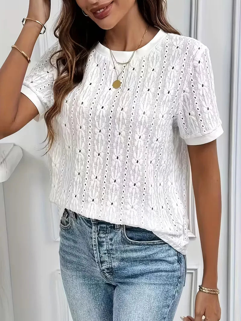Women's Jacquard T-Shirt – Round Neck