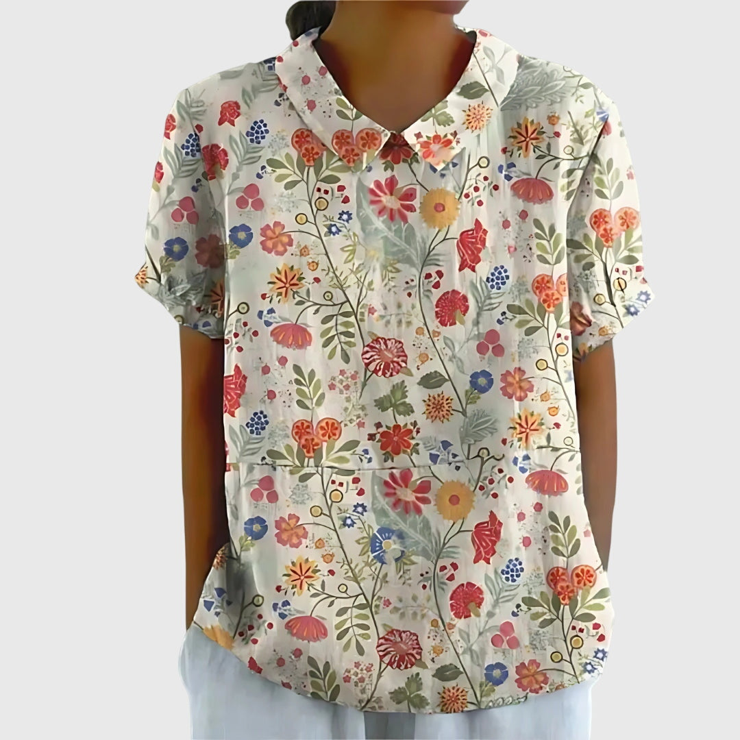 Isabel | Blusa Floral Con Cuello