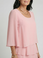 Women's Layered Flare Sleeve Knee Dress - Soft Flowing Fit