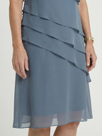 Women's Soft Contour Knee Length Dress - Layered Overlay Design