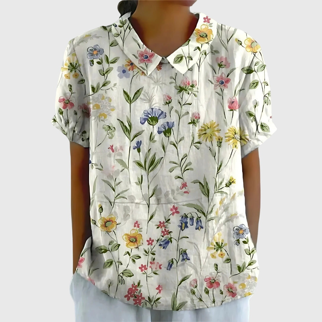 Isabel | Blusa Floral Con Cuello