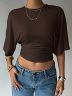 Women's Cropped T-Shirt – Ruched Waist