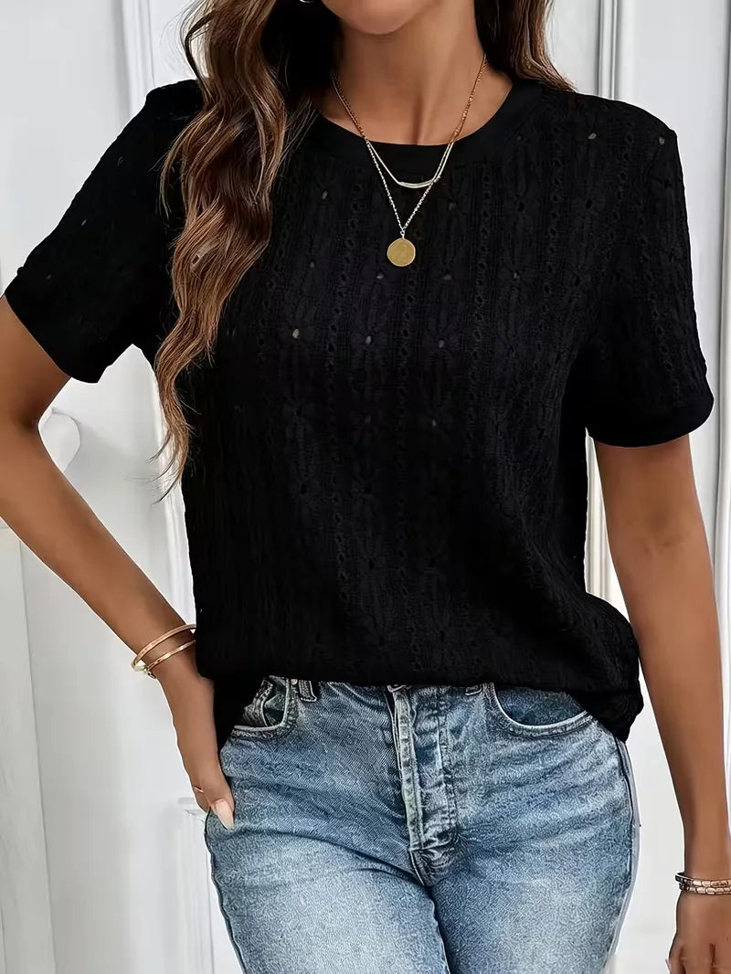 Women's Jacquard T-Shirt – Round Neck