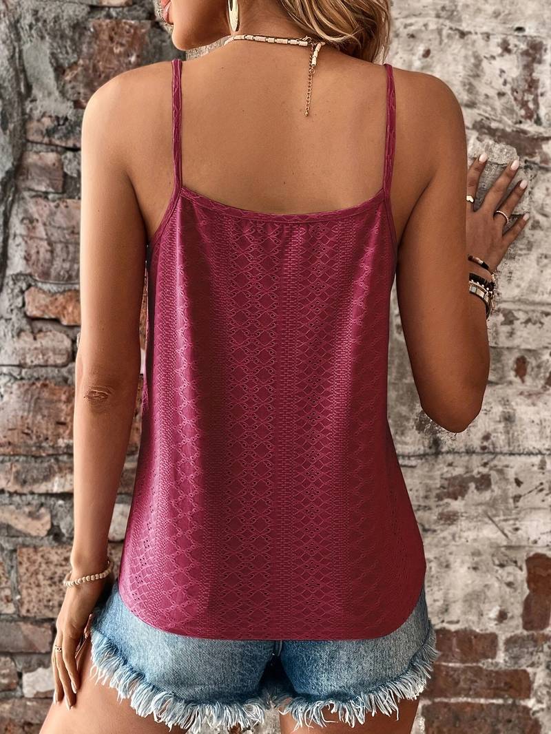 Women's Lace Summer Top - V-Neck Spaghetti Strap Lightweight