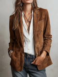 Women's Suede Blazer Jacket – Vintage Style
