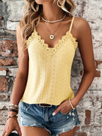Women's Lace Summer Top - V-Neck Spaghetti Strap Lightweight