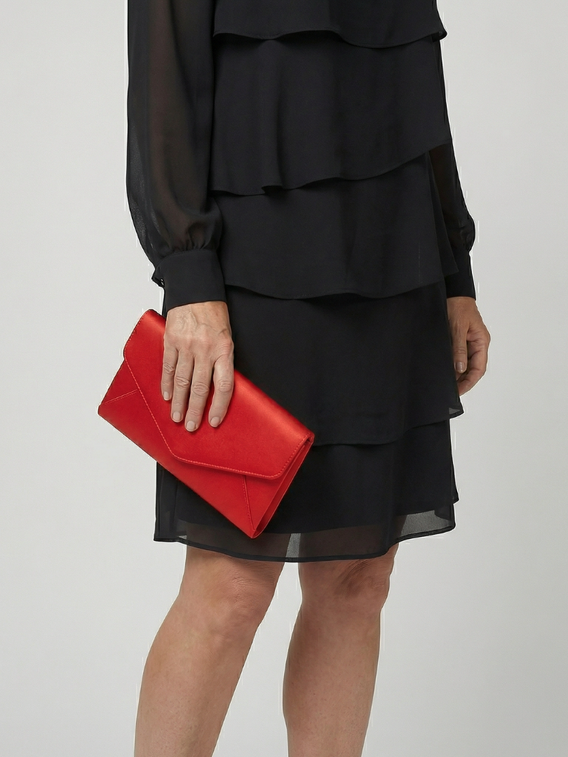 Women's Classic Layered Knee Length Dress - Clean Long Sleeve Design