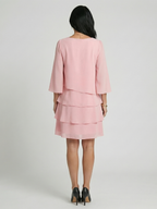 Women's Layered Flare Sleeve Knee Dress - Soft Flowing Fit
