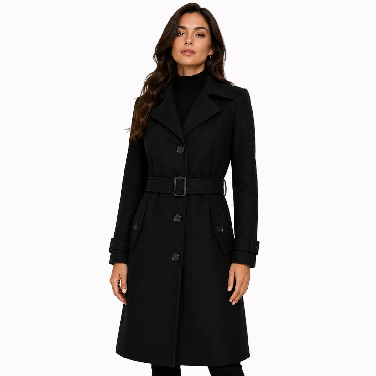 Charlotte | Elegant Long Coat – Button Front