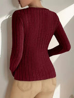 Women's V-Neck Longsleeve – Ribbed Texture