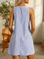 Felicia - Sleeveless Striped Pocket Dress