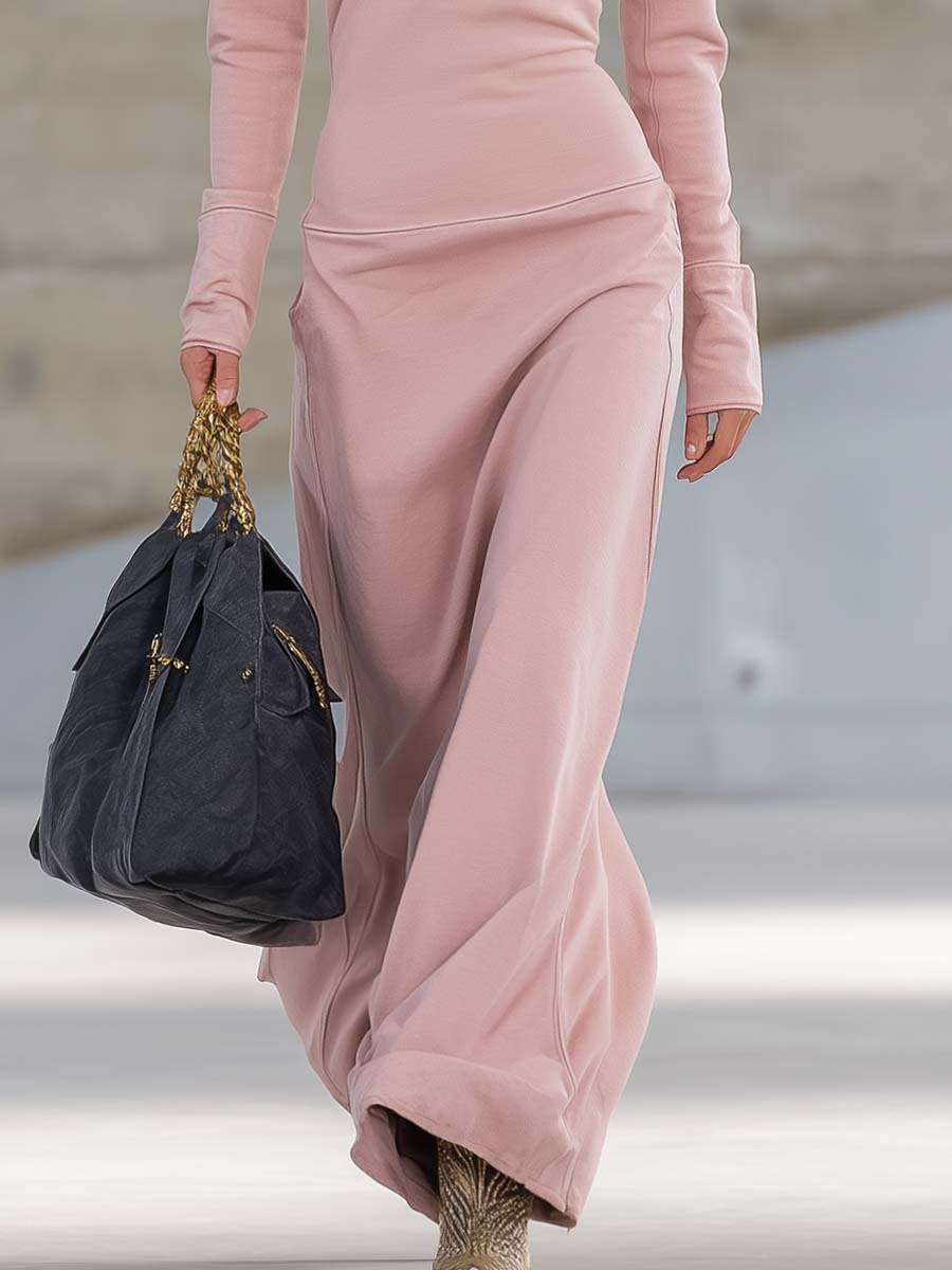 Women's V-Neck Long Sleeve Fall Dress – Front Zipper