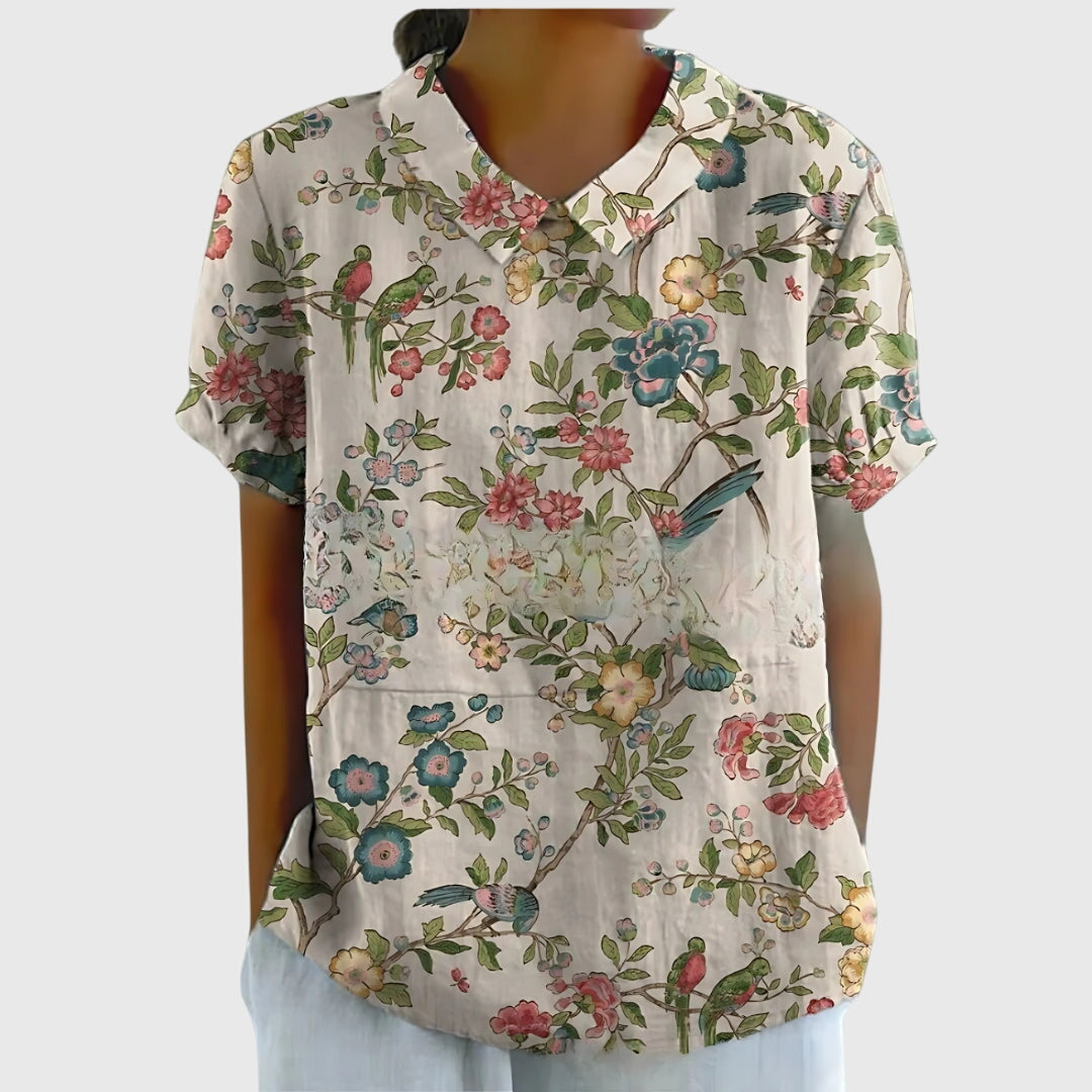 Isabel | Blusa Floral Con Cuello