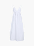 Open Back Cotton Midi Dress - Sleeveless V-Neck Design