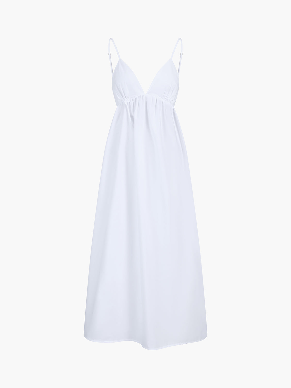 Open Back Cotton Midi Dress - Sleeveless V-Neck Design