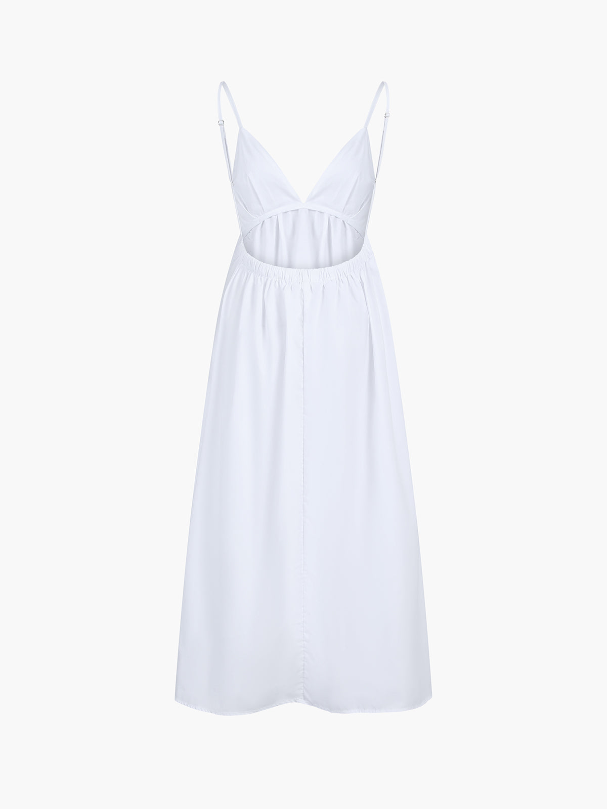 Open Back Cotton Midi Dress - Sleeveless V-Neck Design