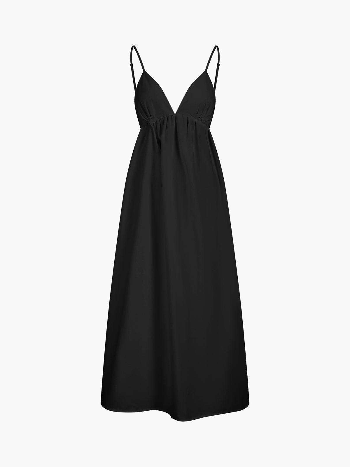 Open Back Cotton Midi Dress - Sleeveless V-Neck Design