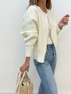 Women's Pearl Trim Cardigan – Ripped Hem