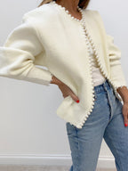 Women's Pearl Trim Cardigan – Ripped Hem