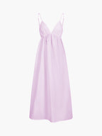 Open Back Cotton Midi Dress - Sleeveless V-Neck Design