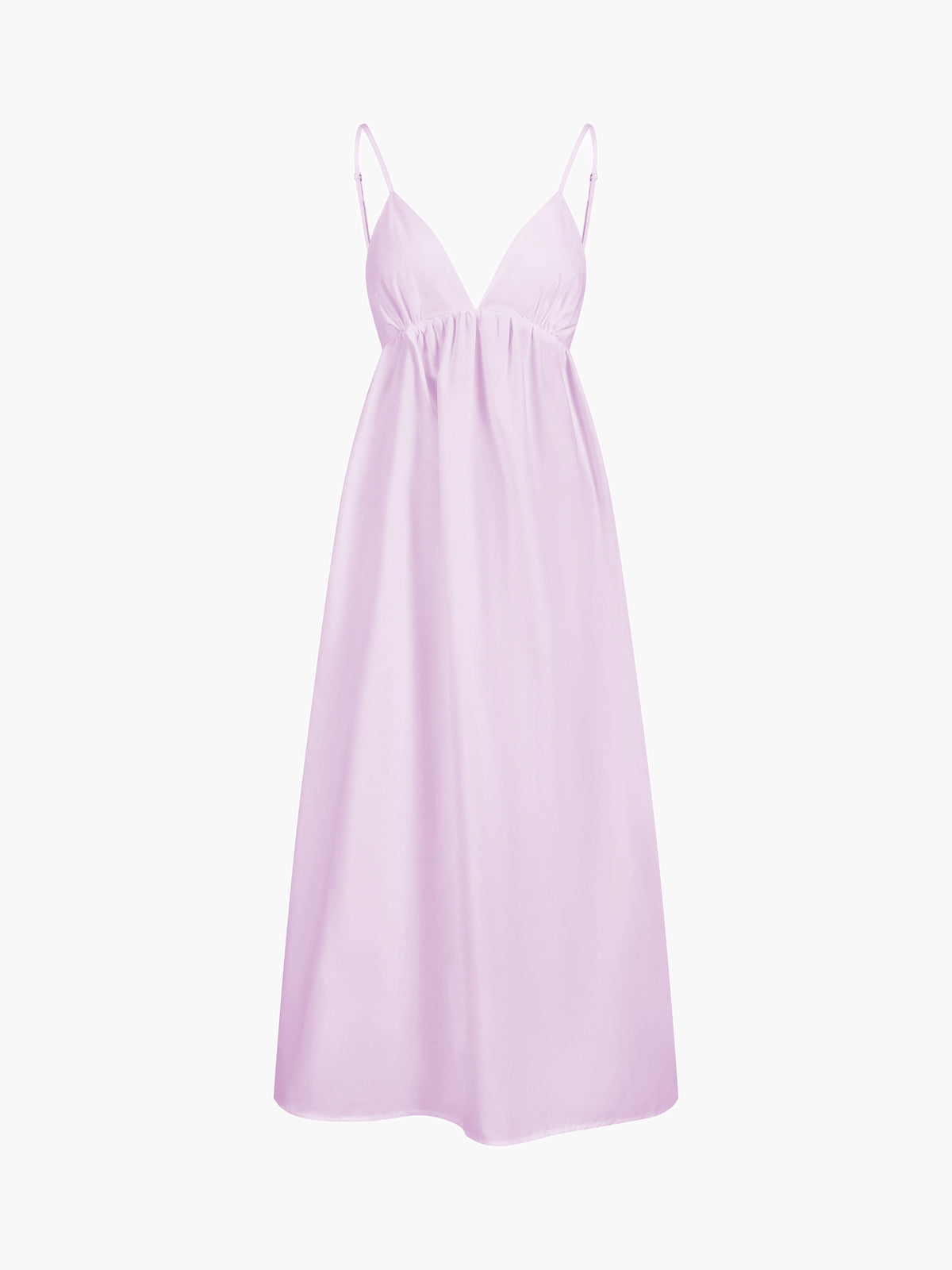 Open Back Cotton Midi Dress - Sleeveless V-Neck Design