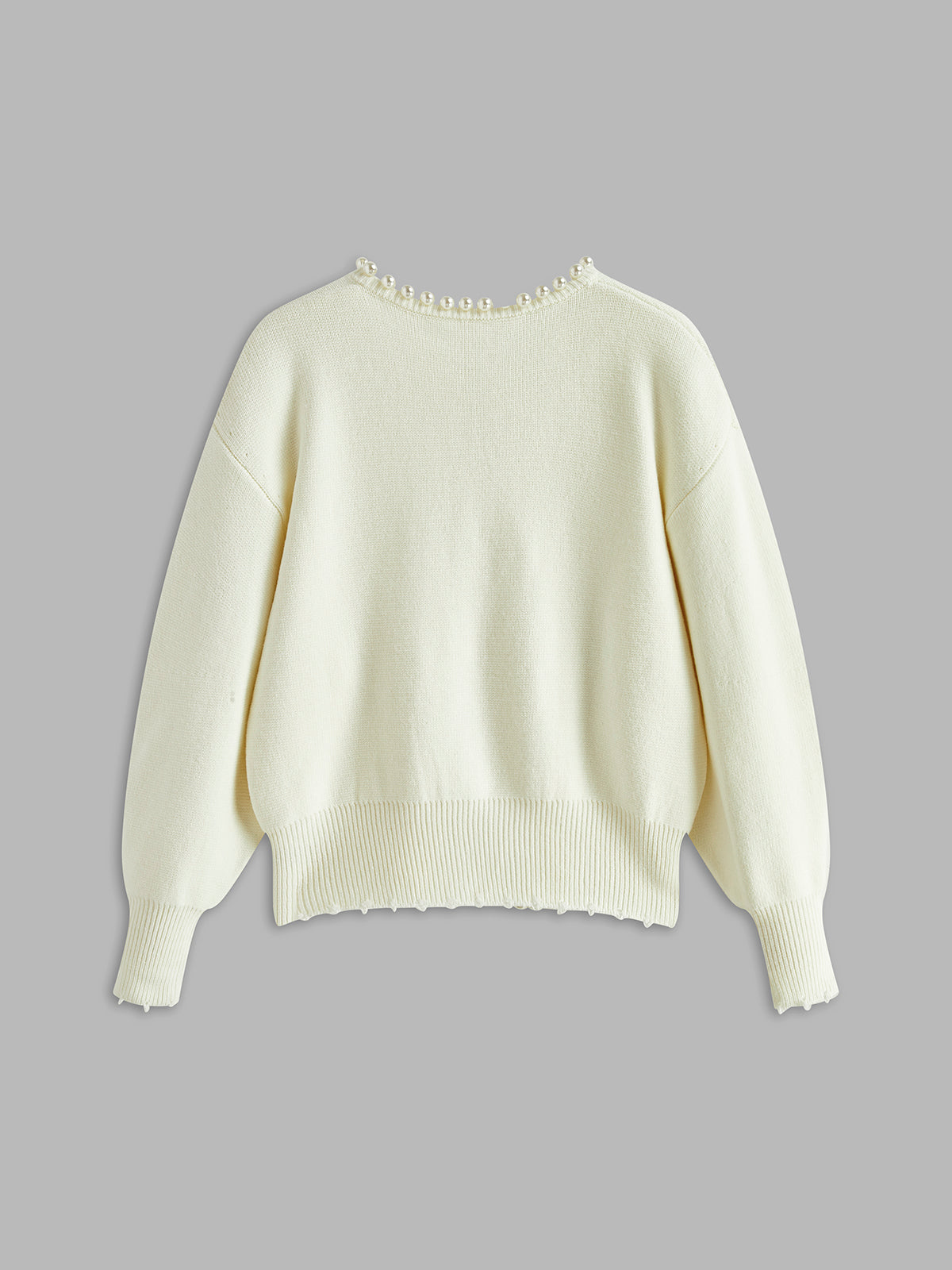 Women's Pearl Trim Cardigan – Ripped Hem