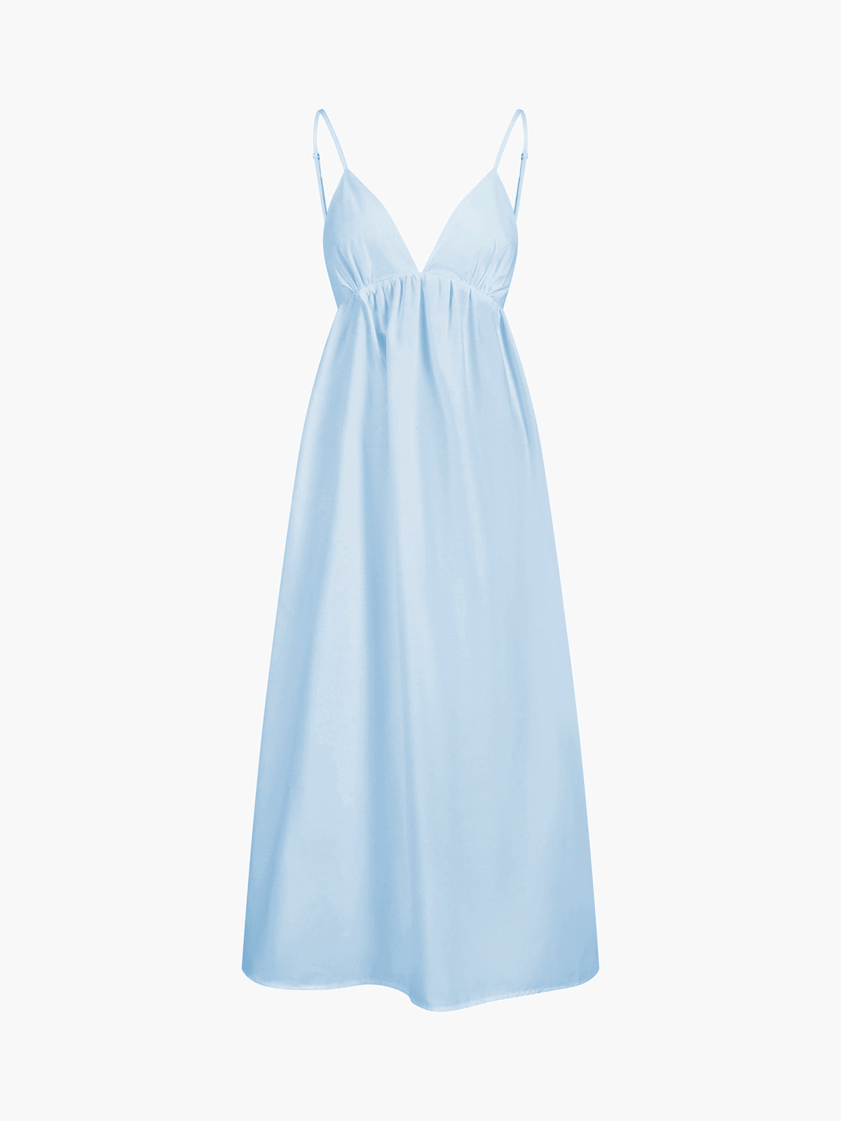 Open Back Cotton Midi Dress - Sleeveless V-Neck Design
