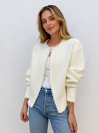 Women's Pearl Trim Cardigan – Ripped Hem
